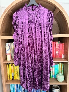 Modcloth Purple Velvet Burnout Floral Skirt